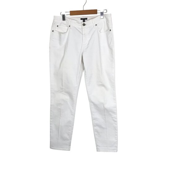 Eileen Fisher 98% Organic Cotton White 5 Pocket Zip Up Jeans Size 8 - Picture 4 of 10